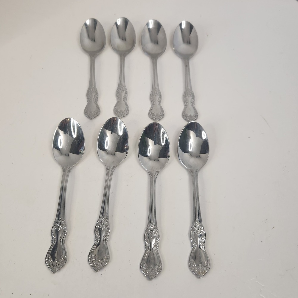8 Reed Barton Heritage Mint Duchess Marlborough Stainless Teaspoons Spoons Lot